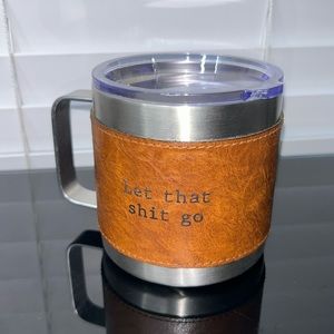 Let That Shit Go Silver Mug With Leather by Patina